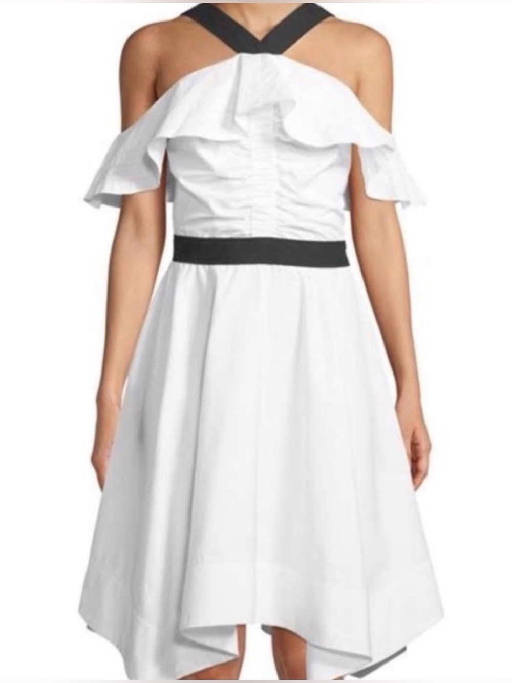 NWT Derek Lam 10 Crosby Off-The-Shoulder Halter Poplin Dress